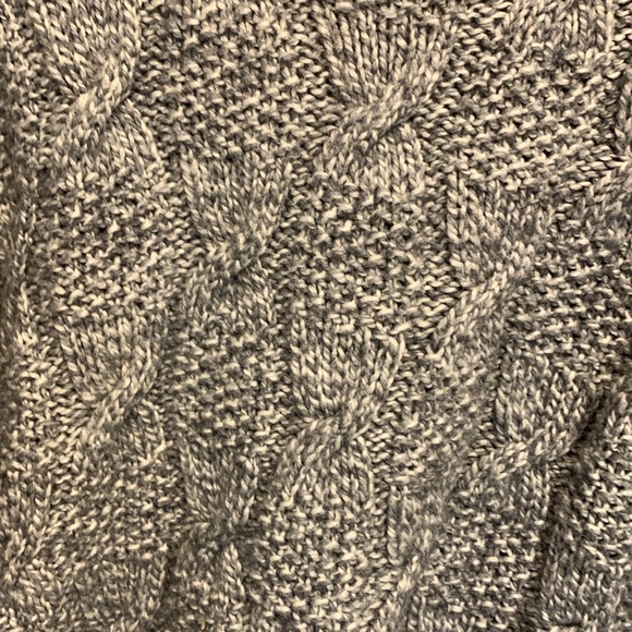 HANDKNIT wool fisherman cable knit sweater crew neck long sleeves grey size XL - Picture 4 of 9